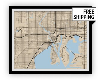 Tampa Map Print - Choose your color