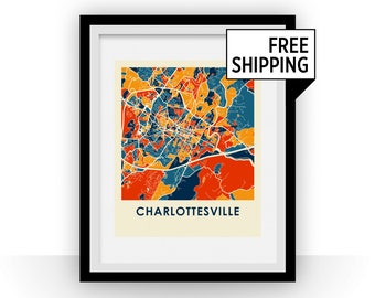 Charlottesville Map Print - Full Color Map Poster