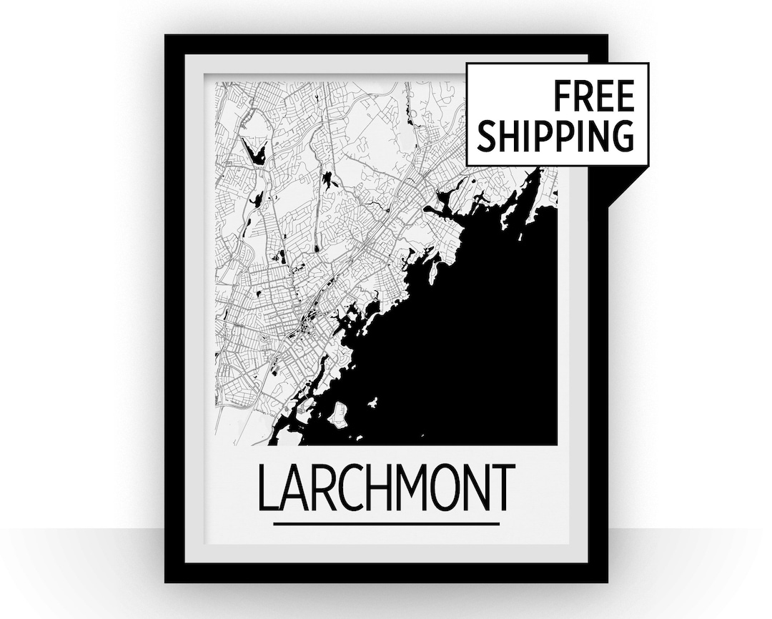 Larchmont NY Map Print - Art Deco Series