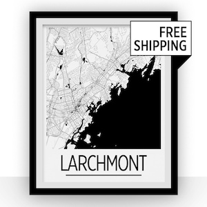Larchmont NY Karte Poster - New York Karte Druck - Art-Deco-Serie