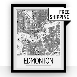 Edmonton Map Poster - Alberta Map Print - Art Deco Series
