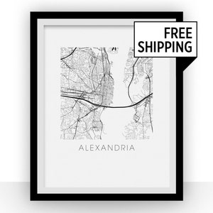 Alexandria VA Map Black and White Print - virginia Black and White Map Print