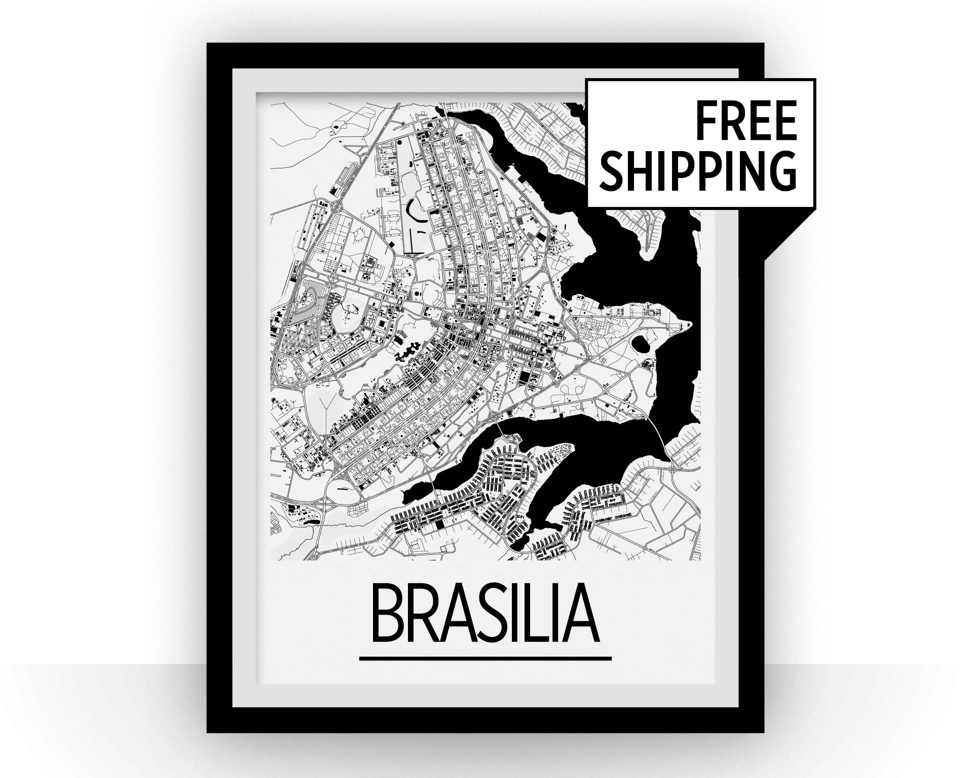 Brasilia Map Poster - Brazil Map Print - Art Deco Series - Etsy, image size:1914x1534