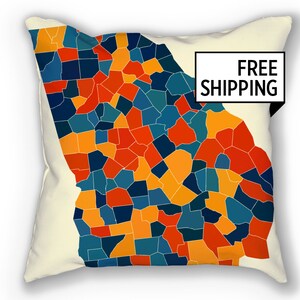 Georgia Map oreiller - oreiller de carte GA 18 x 18