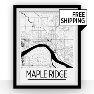Maple Ridge British Columbia Mapa Cartel - Columbia Británica Mapa Impresión - Art Deco Series