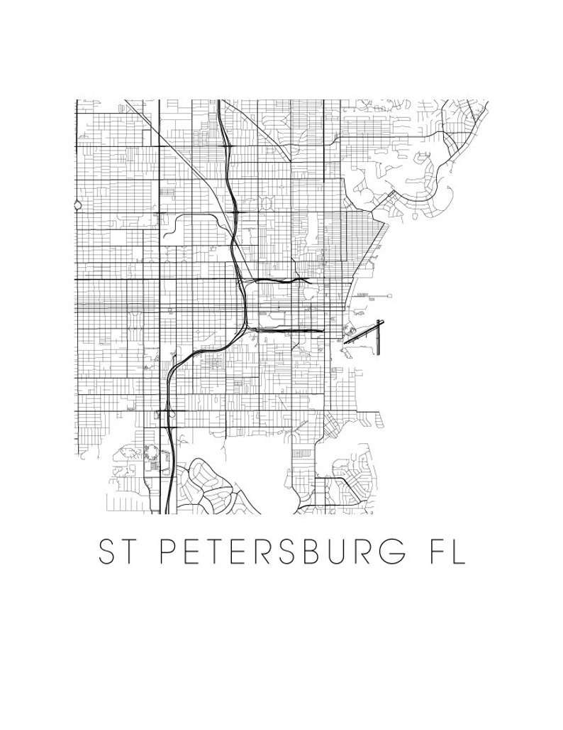 St Petersburg Florida Map Print - Etsy