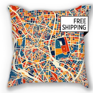 Madrid Map Pillow - Spain Map Pillow 18x18