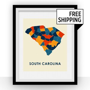 South Carolina Map Print - Full Color Map Poster