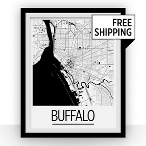Buffalo-Poster - Usa Karte Print - Art Deco Kartenwerke