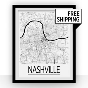 Nashville Kartenwerke Poster - Usa Karte Print - Art Deco