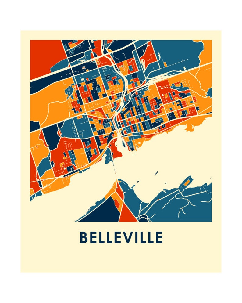 Belleville Ontario Map Print Full Color Map Poster Etsy