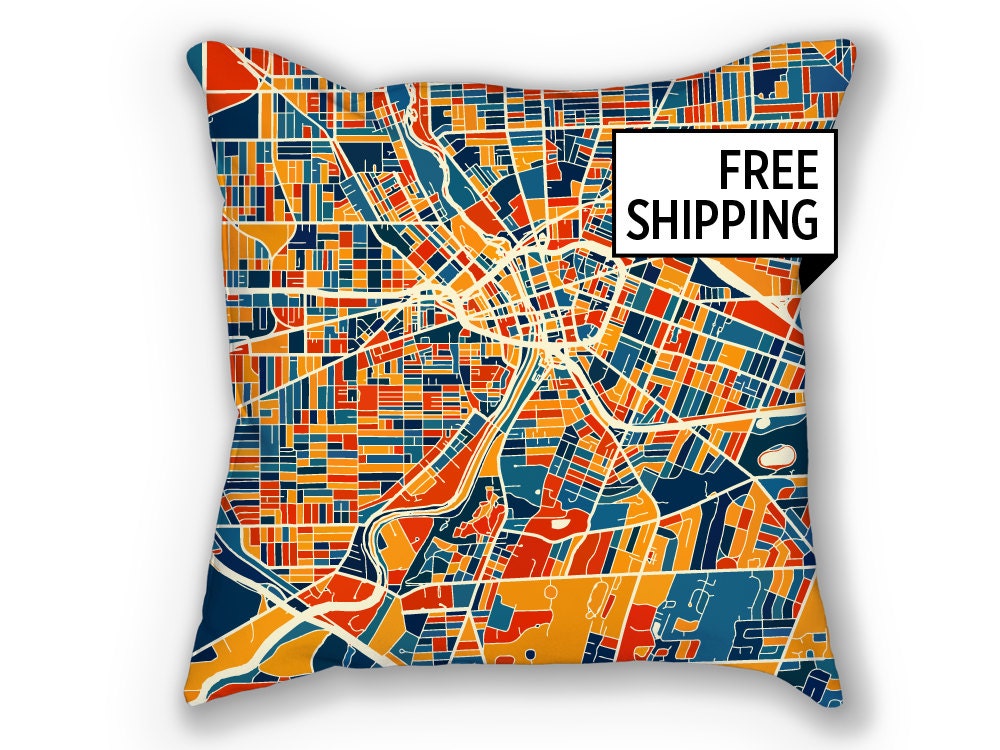 Rochester Map Pillow New York Map Pillow 18x18 Etsy