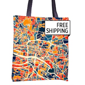 Glasgow Map Tote Bag - Scotland Map Tote Bag 15x15
