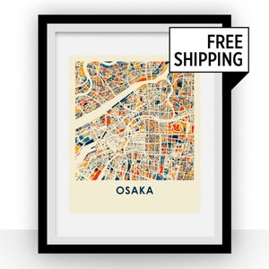 Osaka Map Print - Full Color Map Poster