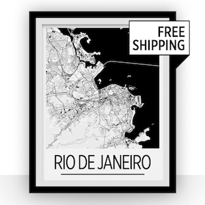 Rio De Janeiro - Brasilien Karte Drucken - Poster Art Deco Kartenwerke