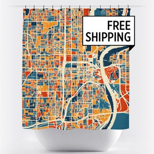 Omaha Map Shower Curtain - usa Shower Curtain - Chroma Series