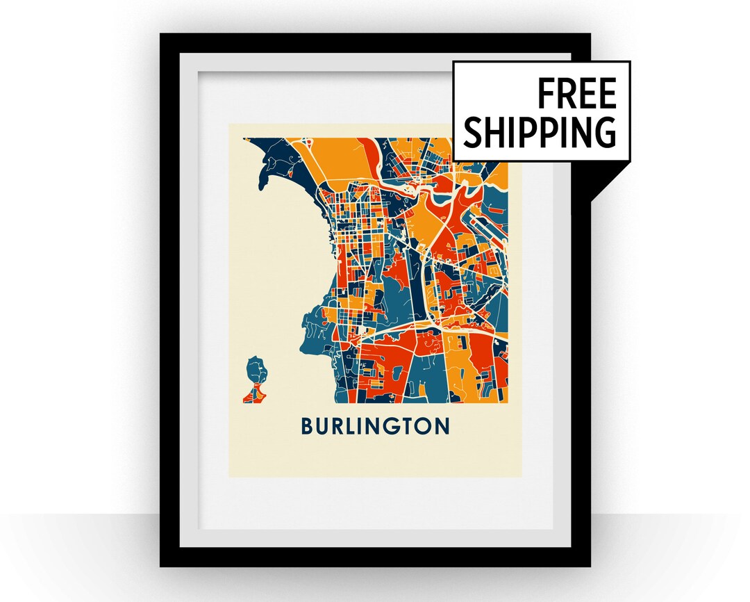Burlington Map Print - Full Color Map Poster - Etsy