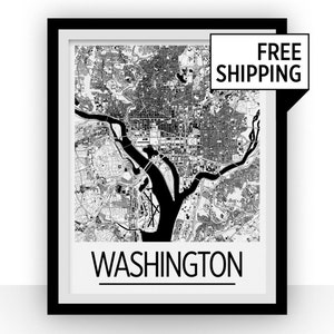Série de Washington cartes Poster - usa Map Print - Art déco