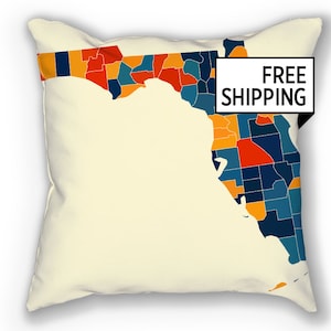 Florida kaart Pillow - FL kaart kussen 18 x 18