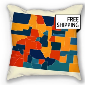 Colorado Map Pillow - CO Map Pillow 18x18