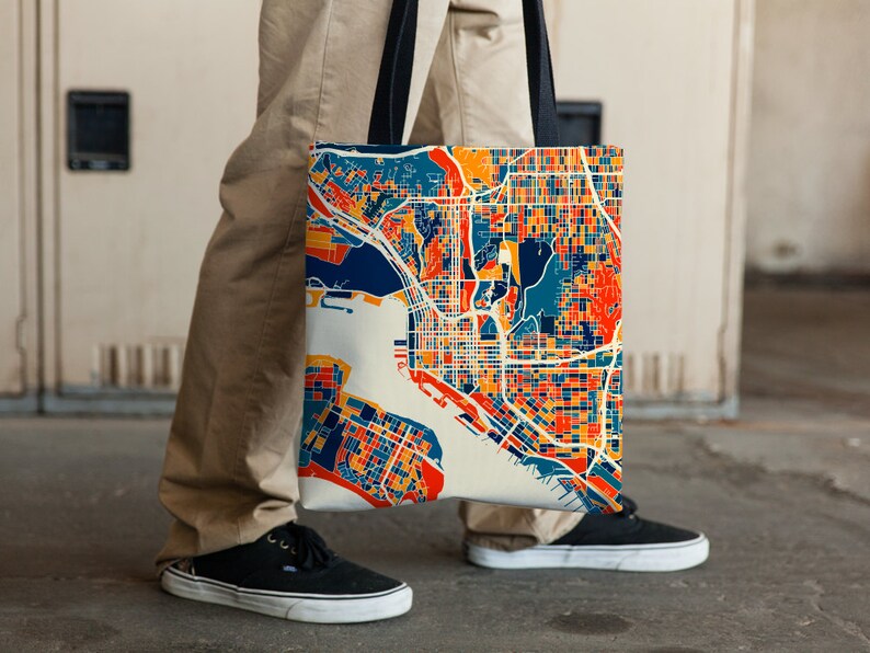 San Diego Map Tote Bag California Map Tote Bag 15x15 Etsy