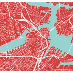 Boston Map Print - Choose Your Color - Etsy