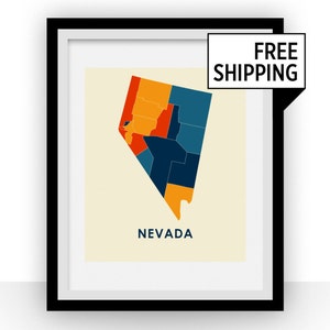 Nevada Map Print - Full Color Map Poster