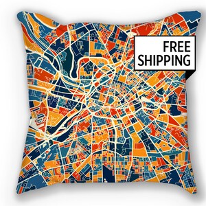 Manchester mapa almohada - Inglaterra mapa 18 x 18