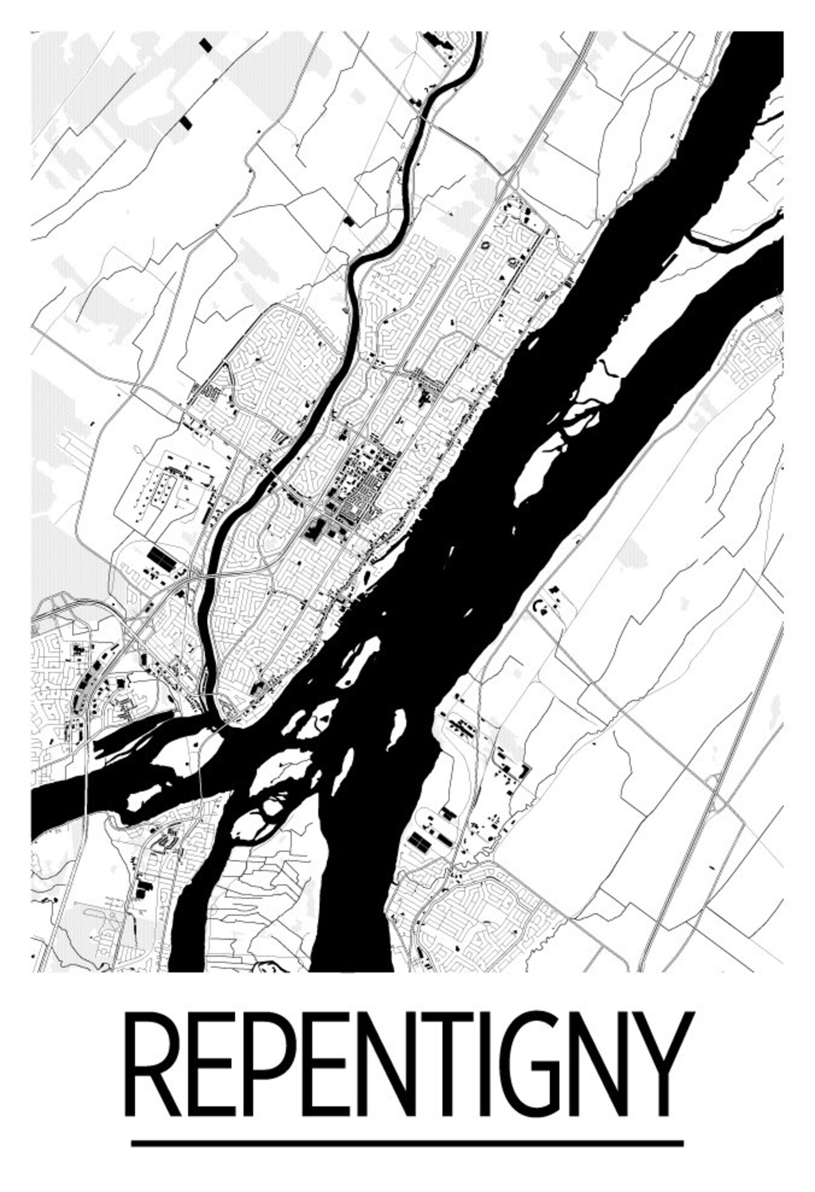Affiche de la carte de Repentigny Québec Carte du Québec Etsy France