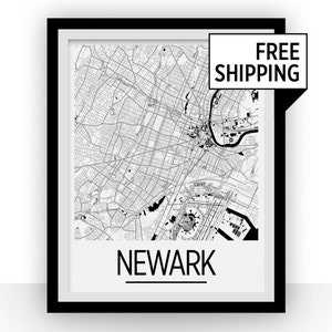 Newark Kartenwerke Poster - Usa Karte Print - Art Deco
