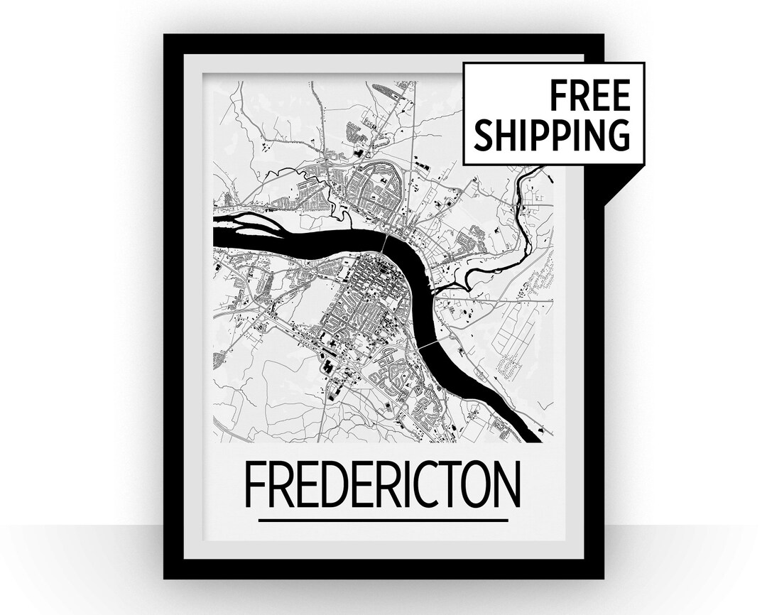 Fredericton Map Poster - New Brunswick Map Print - Art Deco Series - Etsy