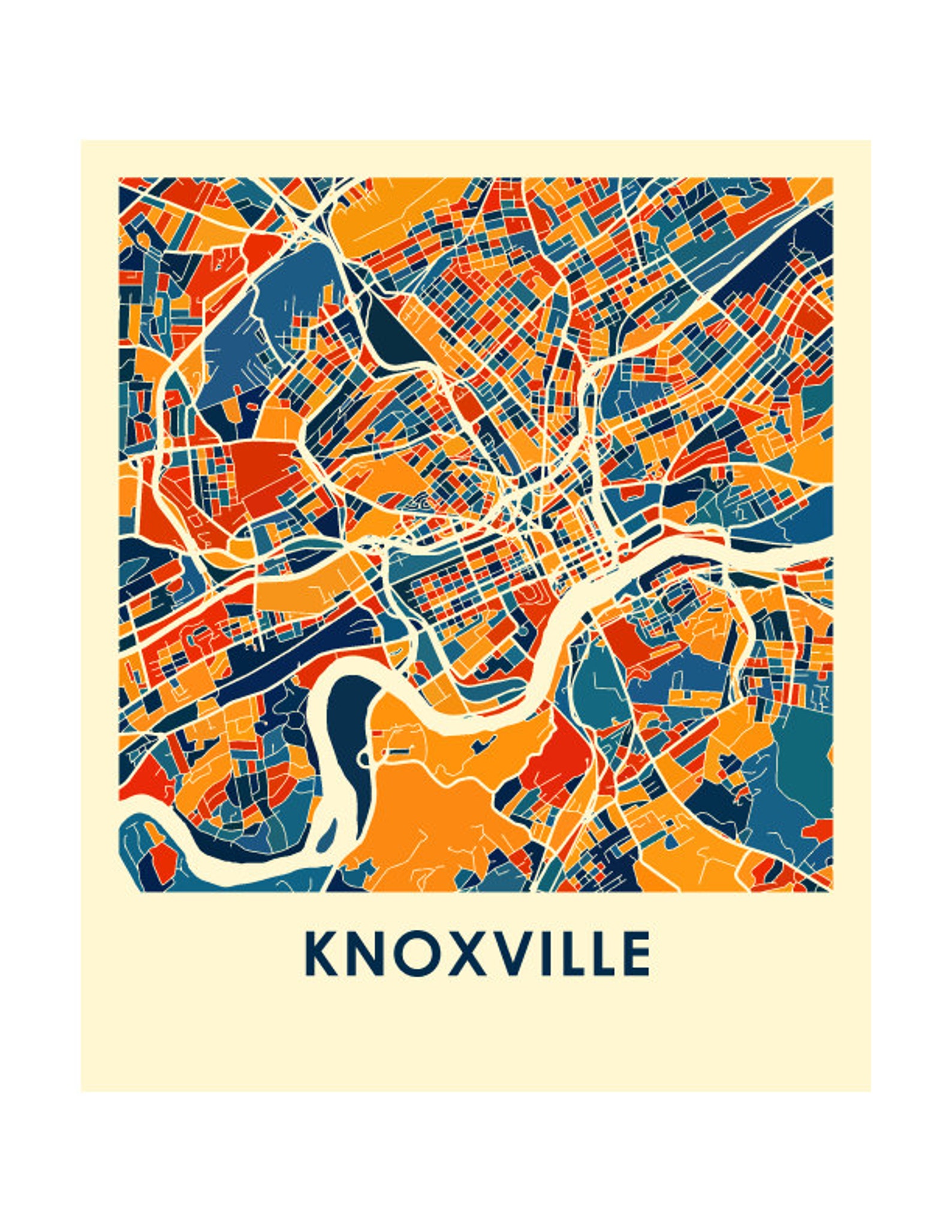 Knoxville Map Print Full Color Map Poster | Etsy