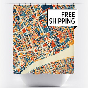 Detroit Map Shower Curtain - usa Shower Curtain - Chroma Series