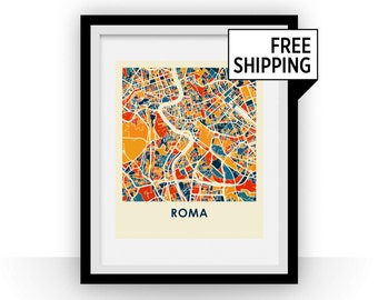 Rome Map Print - Full Color Map Poster