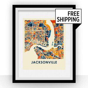 Jacksonville kaart afdrukken - Full Color kaart Poster