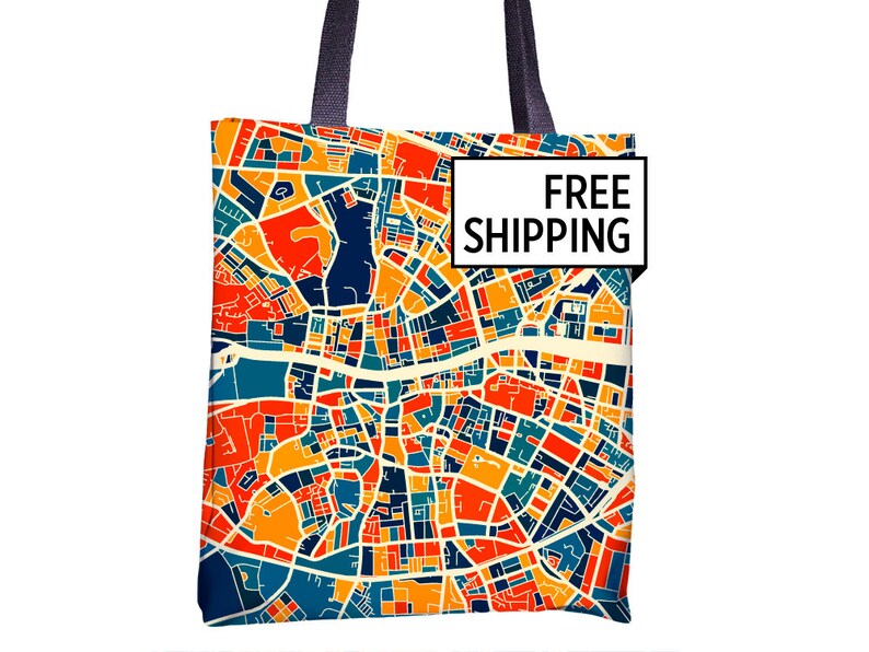 Dublin Map Tote Bag Ireland Map Tote Bag 15x15 Etsy
