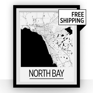 North Bay Ontario Karte Poster - Ontario Karte Druck - Art-Deco-Serie