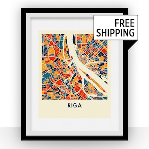Riga Map Print - Full Color Map Poster - Etsy
