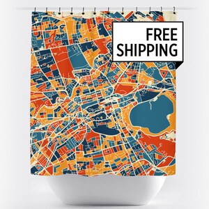 Edinburgh Map Shower Curtain - uk Shower Curtain - Chroma Series