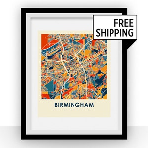 Birmingham Alabama kaart afdrukken - Full Color kaart Poster