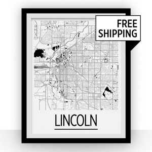 Lincoln Kartenwerke Poster - Usa Karte Print - Art Deco
