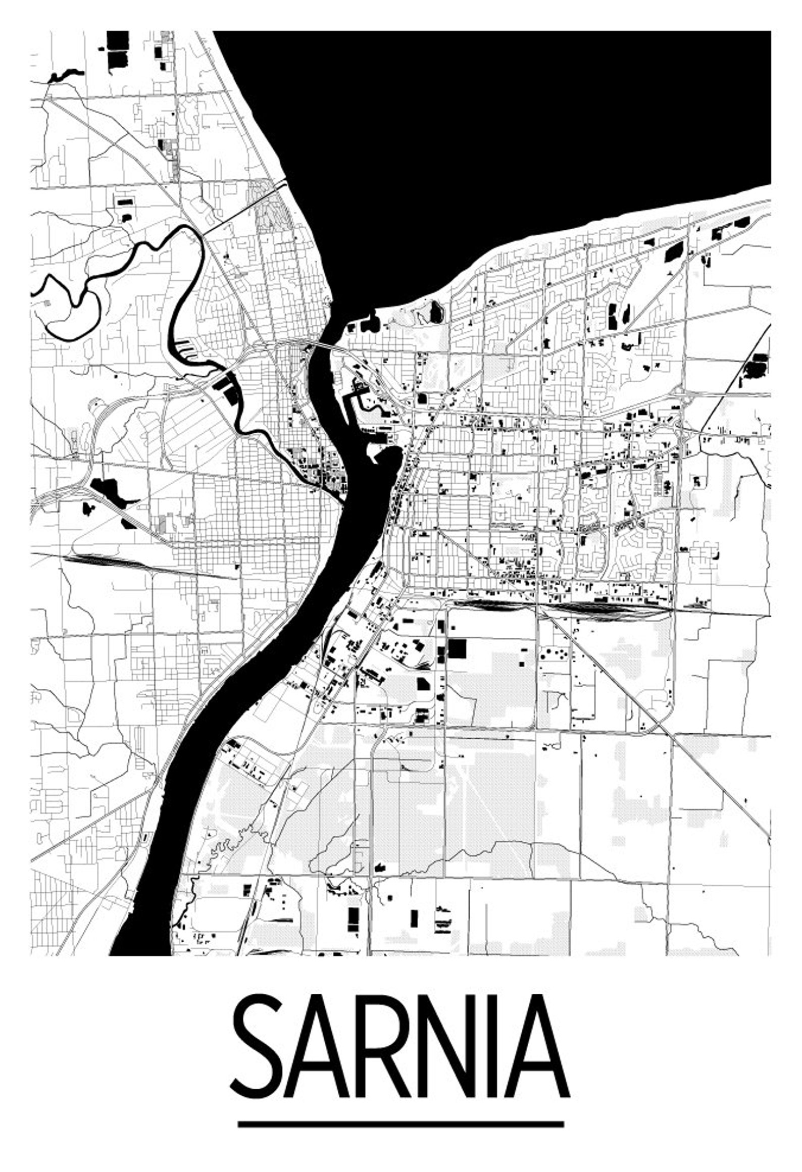 Sarnia Ontario Map Poster Ontario Map Print Art Deco Etsy