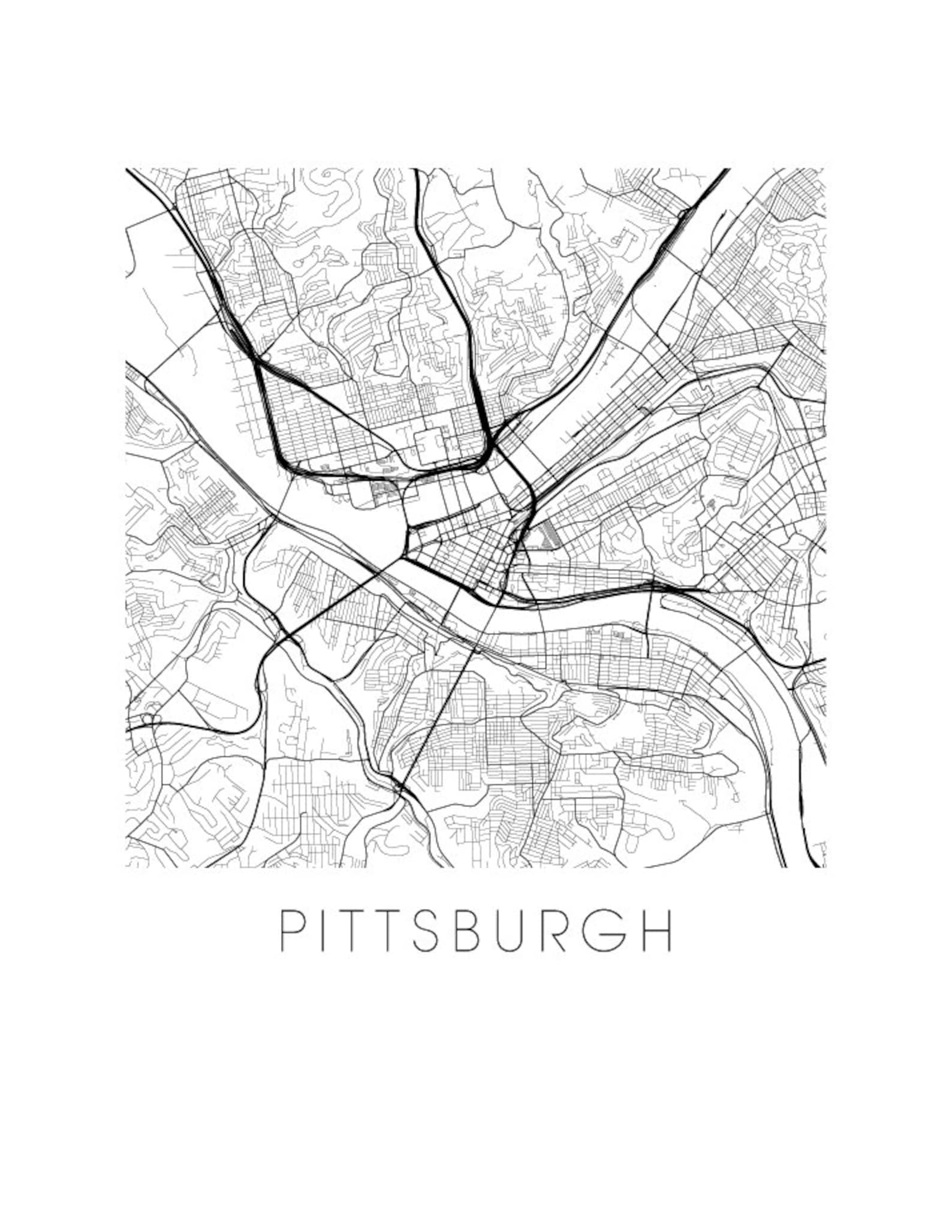 Pittsburgh Map Print - Etsy