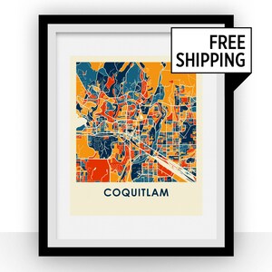 Coquitlam British Columbia Mapa Impresión - Cartel de mapa a todo color