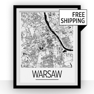 Warsaw Map Poster - Map Print - Art Deco Series - Etsy