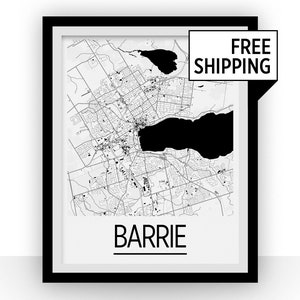 Barrie Ontario kaart poster-Ontario kaart Print-Art Deco-serie