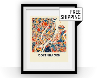 Copenhagen Map Print - Full Color Map Poster