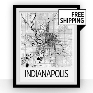 Indianapolis Karte - Usa Karte Print - Art-Deco-Plakatserie