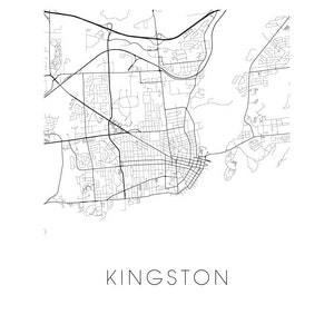 Kingston Map Black and White Print - Ontario Black and White Map Print ...