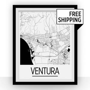 Ventura Map Poster - California Map Print - Art Deco Series